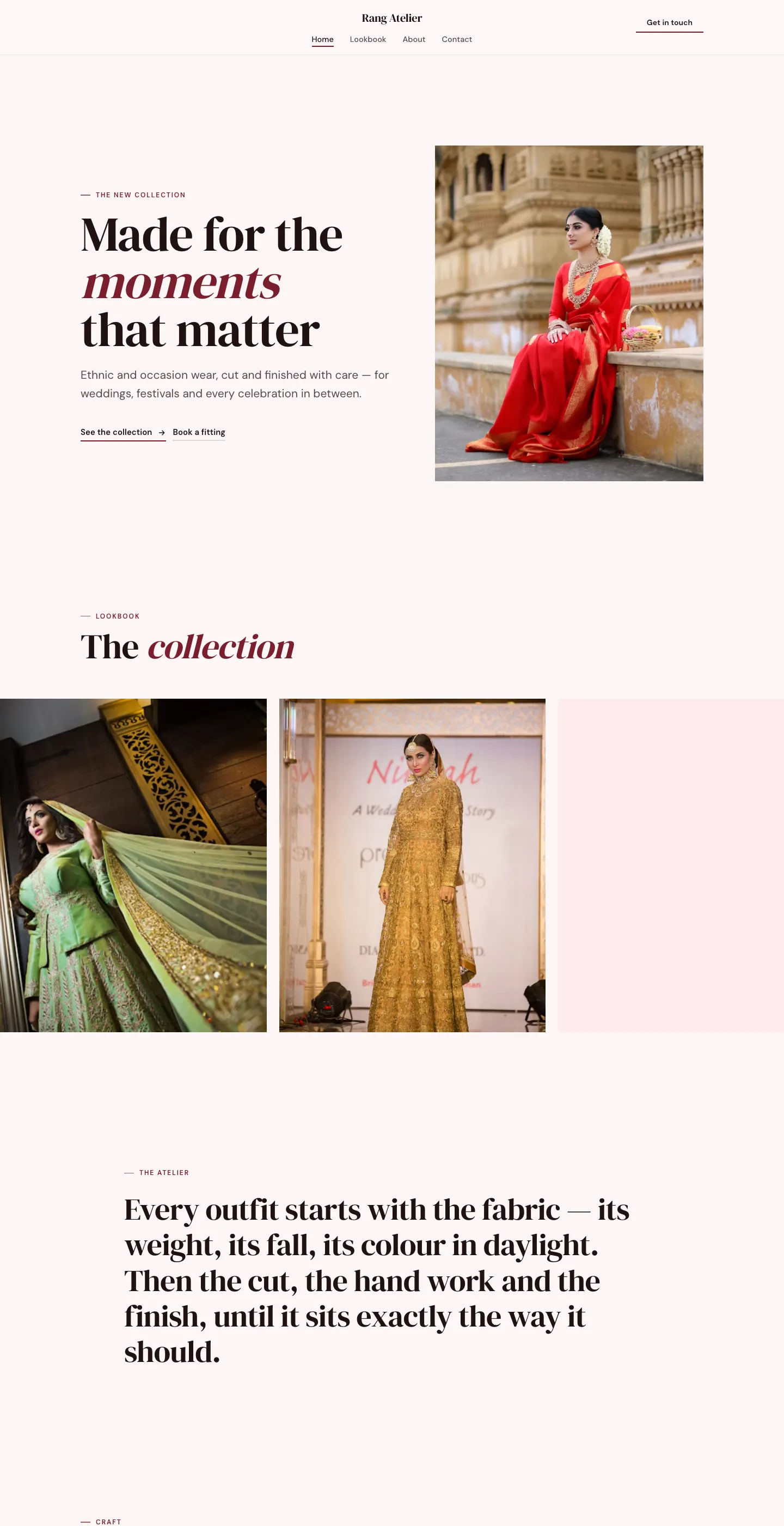 The Atelier design for Rang Atelier, whole page