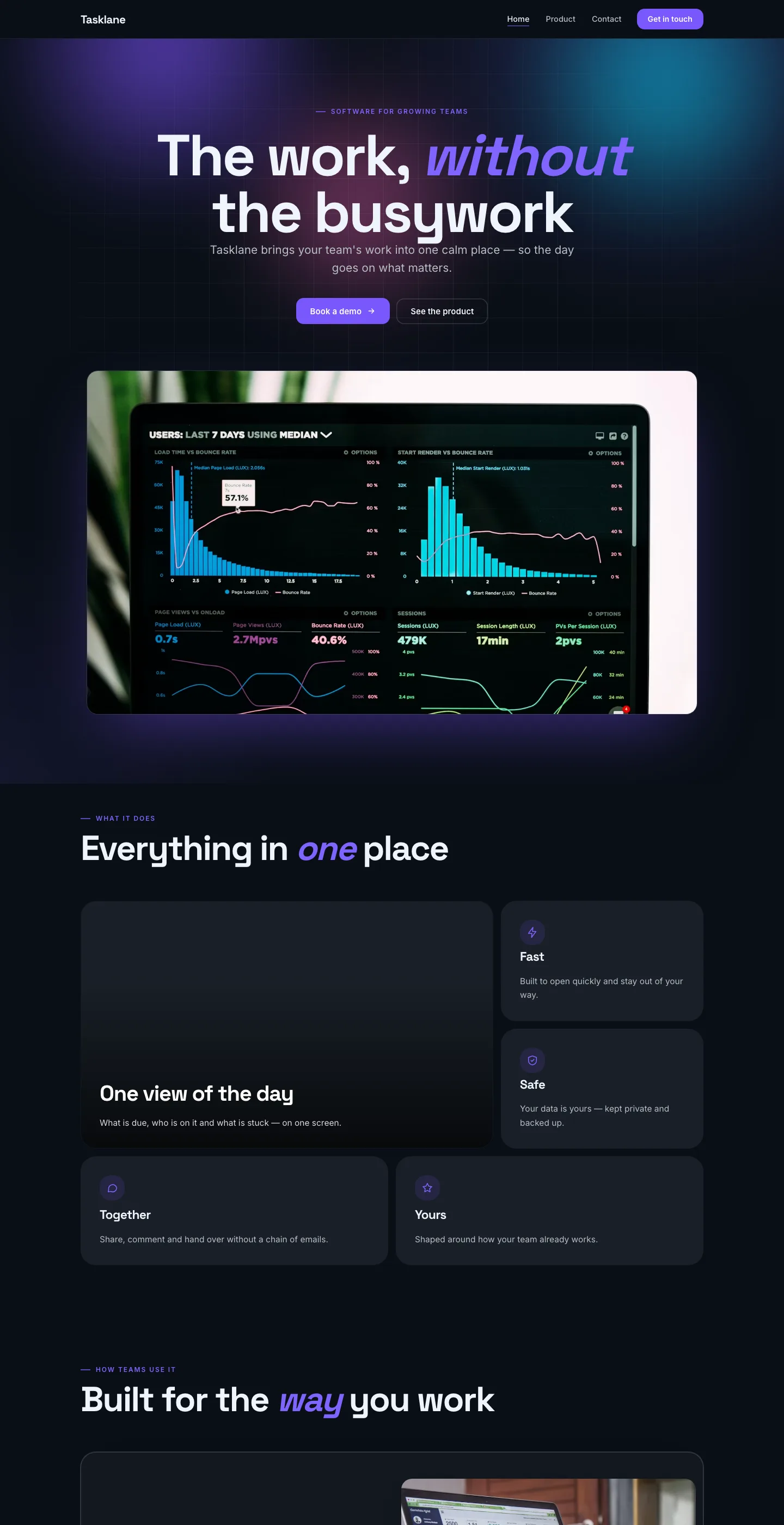 The Aurora design for Tasklane, whole page