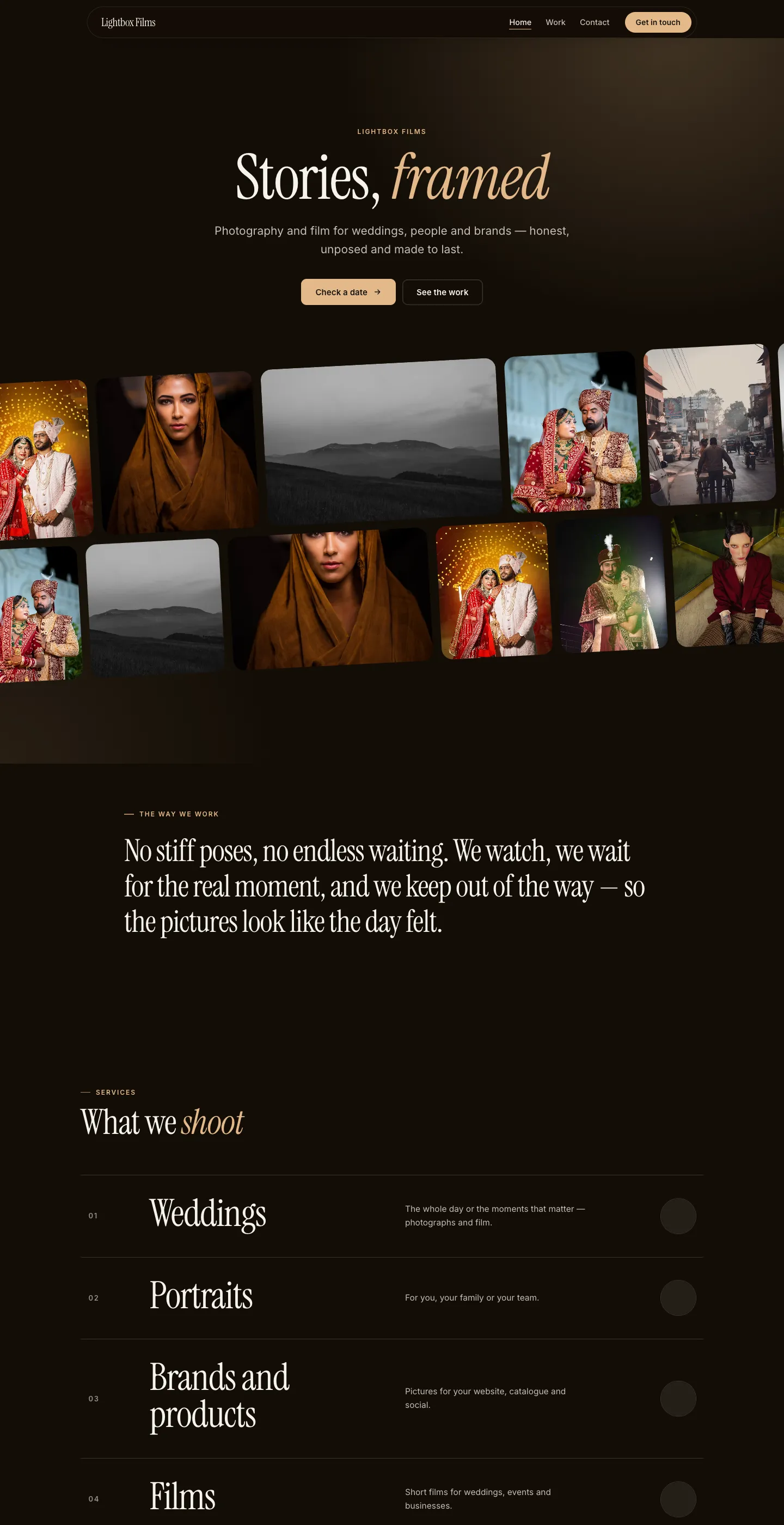 The Frame design for Lightbox Films, whole page