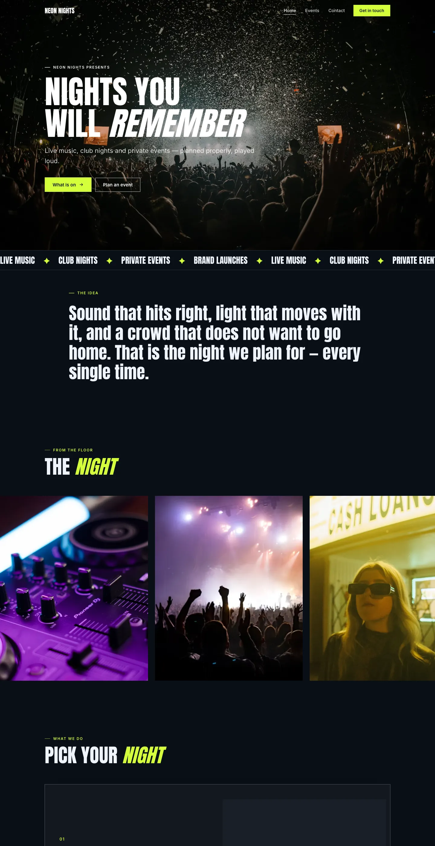 The Kinetic design for Neon Nights, whole page