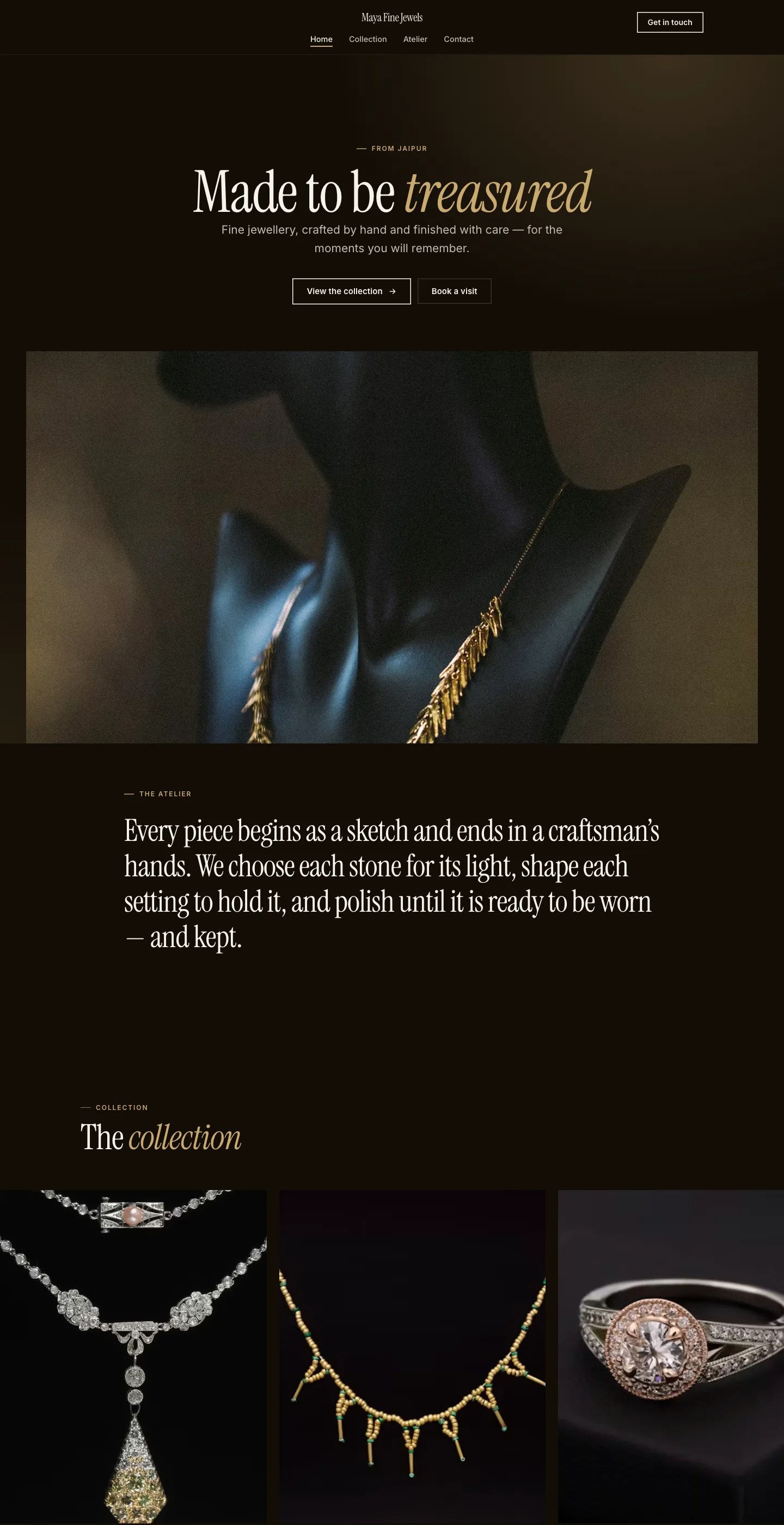 The Noir design for Maya Fine Jewels, whole page