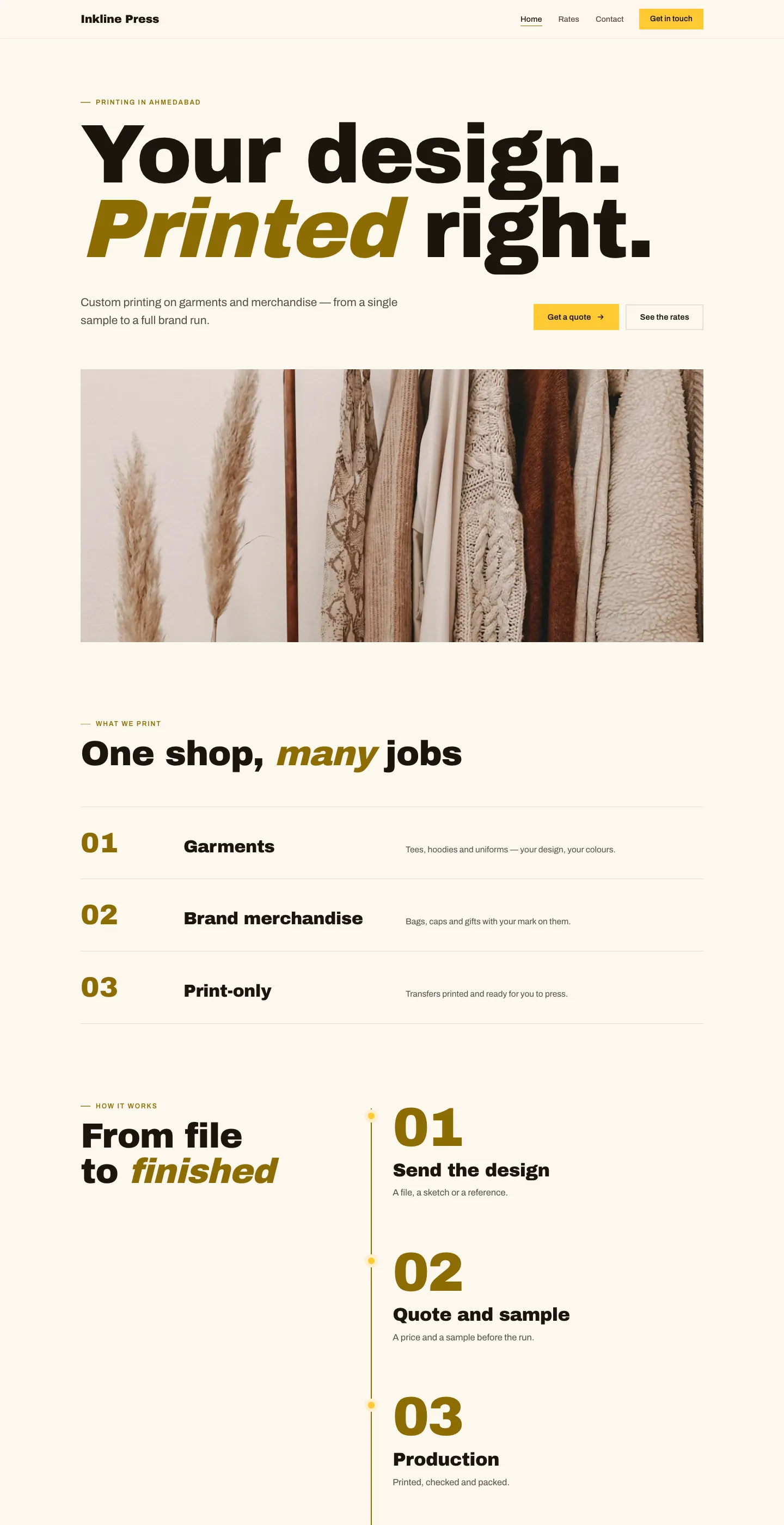 The Press design for Inkline Press, whole page